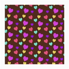 Colorfull Hearts On Choclate Medium Glasses Cloth (2 Sides) by Daria3107