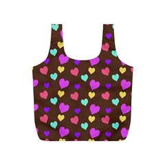 Colorfull Hearts On Choclate Full Print Recycle Bag (s) by Daria3107