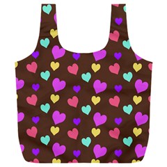 Colorfull Hearts On Choclate Full Print Recycle Bag (XXXL)
