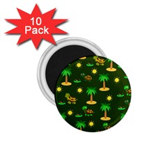 Turtle And Palm On Green Pattern 1 75  Magnets (10 Pack)  by Daria3107