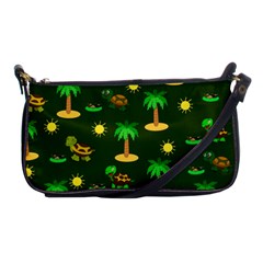 Turtle And Palm On Green Pattern Shoulder Clutch Bag by Daria3107
