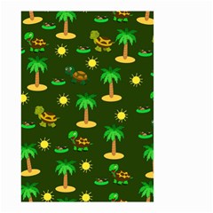 Turtle And Palm On Green Pattern Small Garden Flag (two Sides) by Daria3107