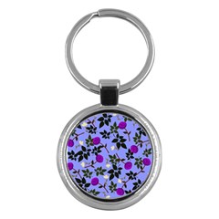 Purple Flower On Lilac Key Chain (round)