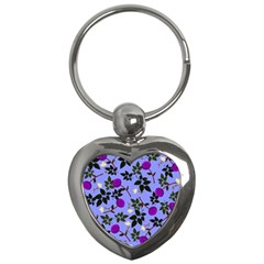 Purple Flower On Lilac Key Chain (heart) by Daria3107