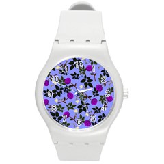 Purple Flower On Lilac Round Plastic Sport Watch (m) by Daria3107