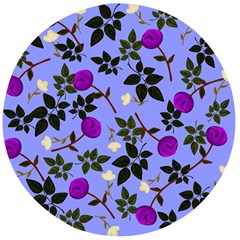 Purple Flower On Lilac Wooden Bottle Opener (round)