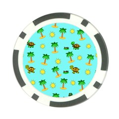 Turtle And Palm On Blue Pattern Poker Chip Card Guard (10 Pack) by Daria3107
