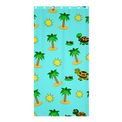 Turtle And Palm On Blue Pattern Shower Curtain 36  X 72  (stall)  by Daria3107