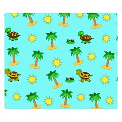 Turtle And Palm On Blue Pattern Double Sided Flano Blanket (small)  by Daria3107