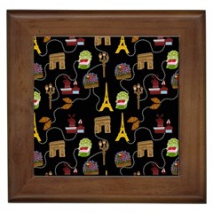 Paris Street Pattern On Black Framed Tile by Daria3107