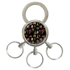 Paris Street Pattern On Black 3-ring Key Chain by Daria3107