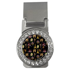 Paris Street Pattern On Black Money Clips (CZ) 