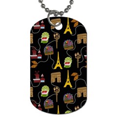 Paris Street Pattern On Black Dog Tag (Two Sides)