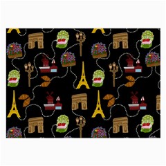 Paris Street Pattern On Black Large Glasses Cloth (2 Sides)