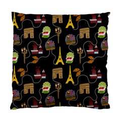 Paris Street Pattern On Black Standard Cushion Case (One Side)