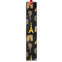 Paris Street Pattern On Black Large Book Marks