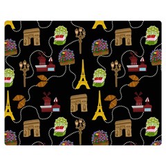 Paris Street Pattern On Black Double Sided Flano Blanket (Medium) 