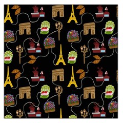 Paris Street Pattern On Black Large Satin Scarf (square) by Daria3107