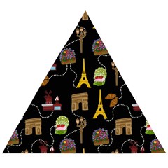 Paris Street Pattern On Black Wooden Puzzle Triangle