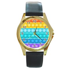 Pop It Pattern Round Gold Metal Watch