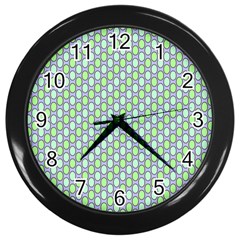 Soft Pattern Aqua Wall Clock (black) by PatternFactory