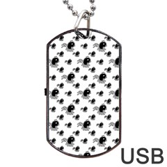 Sketchy Style Black Birds Motif Pattern Dog Tag Usb Flash (two Sides) by dflcprintsclothing