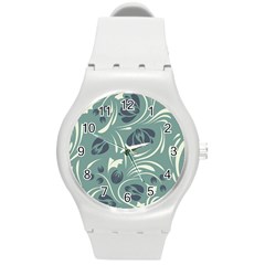 Folk Flowers Pattern Floral Surface Design Seamless Pattern Round Plastic Sport Watch (m) by Eskimos