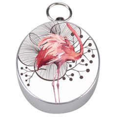 Watercolor Flamingo Silver Compasses by webstylecreations