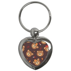 Bears-vector-free-seamless-pattern1 Key Chain (heart) by webstylecreations