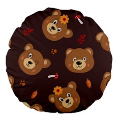 Bears-vector-free-seamless-pattern1 Large 18  Premium Round Cushions