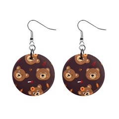 Bears-vector-free-seamless-pattern1 Mini Button Earrings by webstylecreations