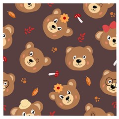 Bears-vector-free-seamless-pattern1 Wooden Puzzle Square by webstylecreations