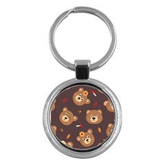 Bears-vector-free-seamless-pattern1 Key Chain (round) by webstylecreations