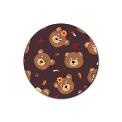 Bears-vector-free-seamless-pattern1 Rubber Coaster (round)  by webstylecreations