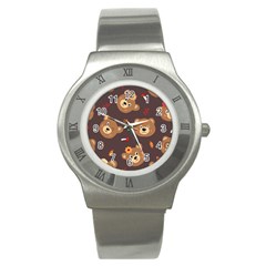 Bears-vector-free-seamless-pattern1 Stainless Steel Watch by webstylecreations