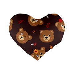 Bears-vector-free-seamless-pattern1 Standard 16  Premium Heart Shape Cushions