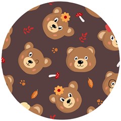 Bears-vector-free-seamless-pattern1 Wooden Puzzle Round by webstylecreations