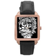 Cyber Punk Portrait Poster Illustration Rose Gold Leather Watch  by dflcprintsclothing