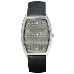 Abstract Silver Ornate Decorative Pattern Barrel Style Metal Watch by dflcprintsclothing