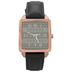 Abstract Silver Ornate Decorative Pattern Rose Gold Leather Watch  by dflcprintsclothing