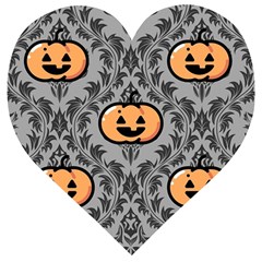 Pumpkin Pattern Wooden Puzzle Heart by InPlainSightStyle