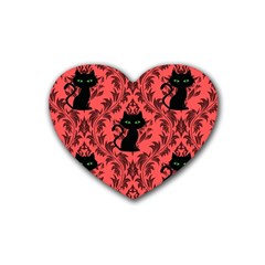Cat Pattern Rubber Coaster (heart)  by InPlainSightStyle