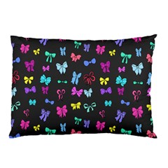Bows On Black Pillow Case (two Sides)