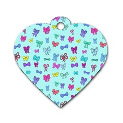 Bows On Blue Dog Tag Heart (one Side) by Daria3107