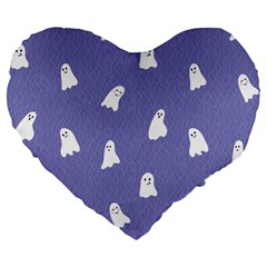 Ghost  Large 19  Premium Flano Heart Shape Cushions by SychEva