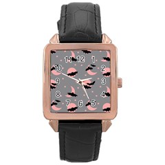 Bat Rose Gold Leather Watch 