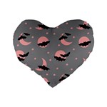 Bat Standard 16  Premium Flano Heart Shape Cushions Back