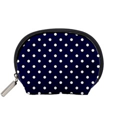 1950 Navy Blue White Dots Accessory Pouch (small) by SomethingForEveryone