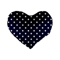 1950 Navy Blue White Dots Standard 16  Premium Flano Heart Shape Cushions by SomethingForEveryone