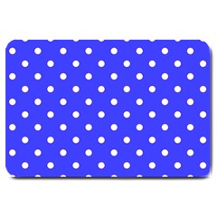 1950 Purple Blue White Dots Large Doormat  by SomethingForEveryone